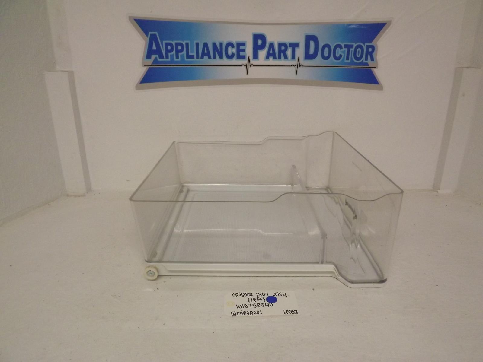 Whirlpool Refrigerator W10758540 Crisper Pan Assembly (Left) Used Whirlpool Refrigerator W10758540 Crisper Pan Assembly (Left) Used